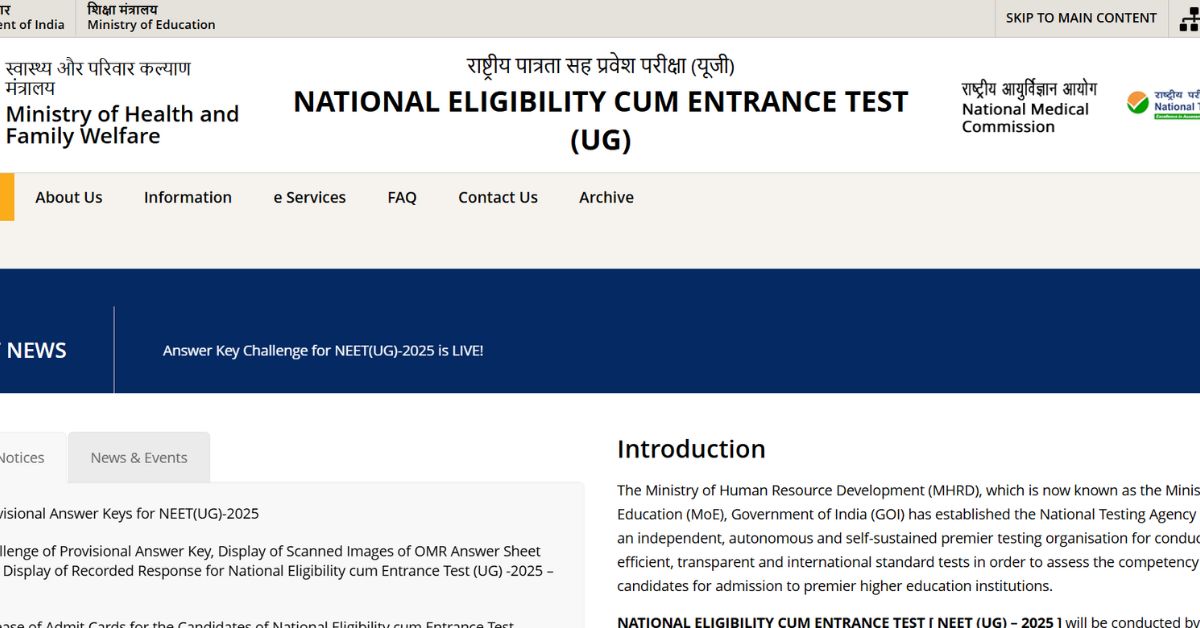 NEET UG Answer Key 2025