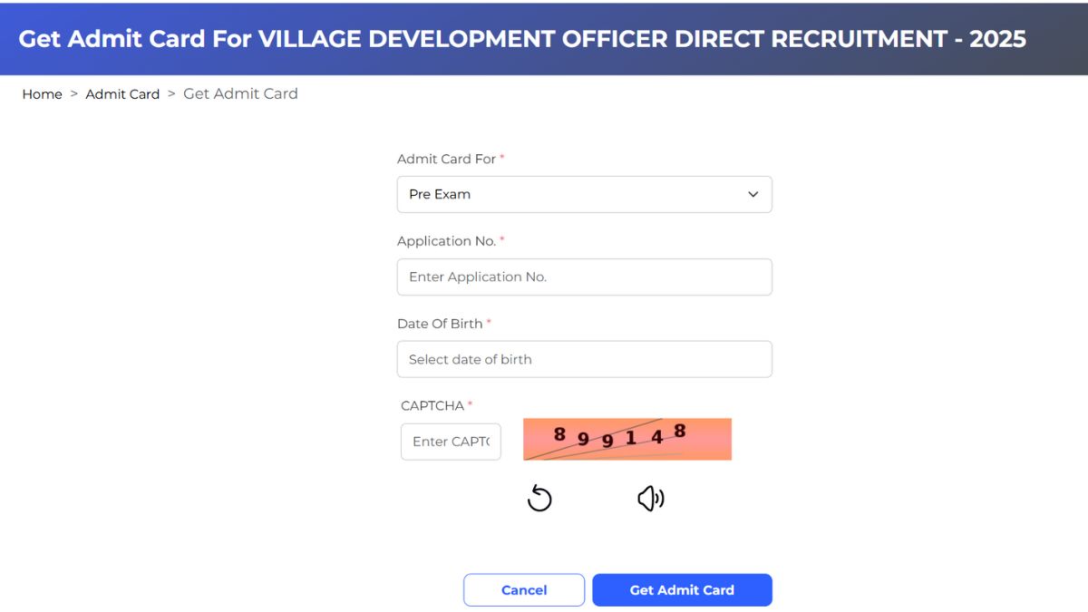 Rajasthan VDO exam Admit Card